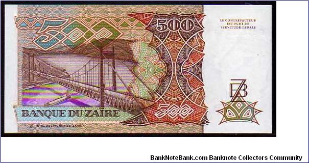 Banknote from Congo year 1989