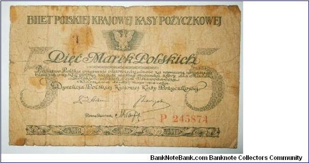 Banknote from Poland year 1919