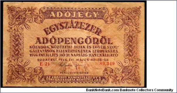 100'000 AdoPengo
Pk 144a

25-05-1946 Banknote