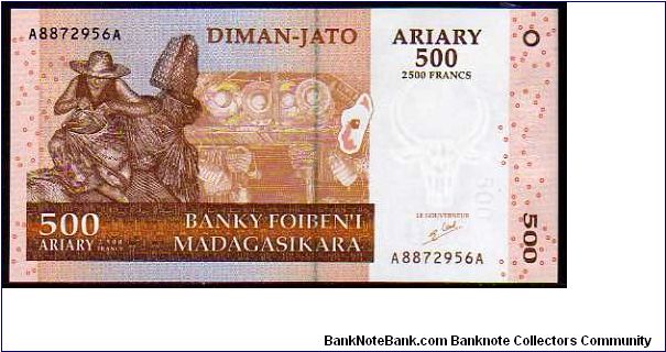 500 Ariary=2500 Francs
Pk 88 Banknote