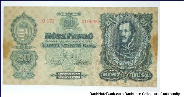 20 pengo 1930 hungary Banknote