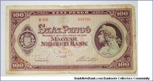 100 pengo 1945 Banknote