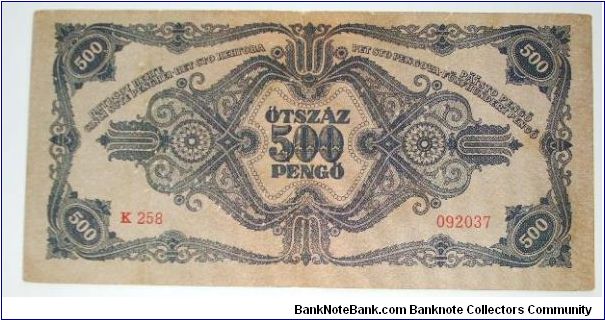 Banknote from Hungary year 1945