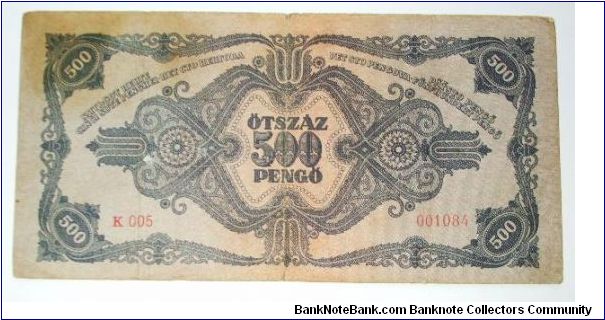 Banknote from Hungary year 1945