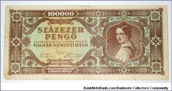 100000 pengo 1946 Banknote