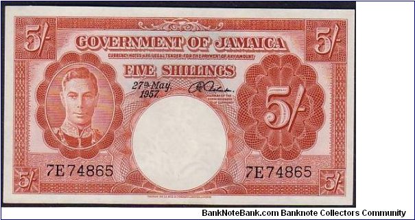 GOVERNMENT OF JAMAICA-
 5/- Banknote