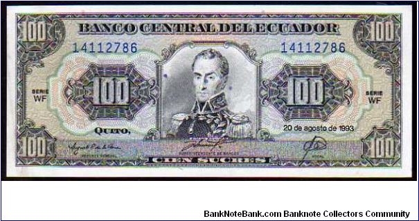 100 Sucres
Pk 125a
-----------------
20-08-1993
----------------- Banknote