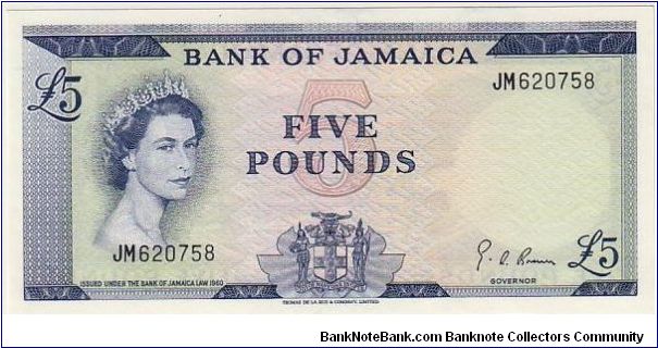 BANK OF JAMAICA-
 5 POUNDS Banknote