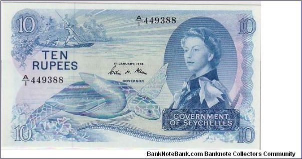 SEYCHELLES-
 10 RUPEES Banknote