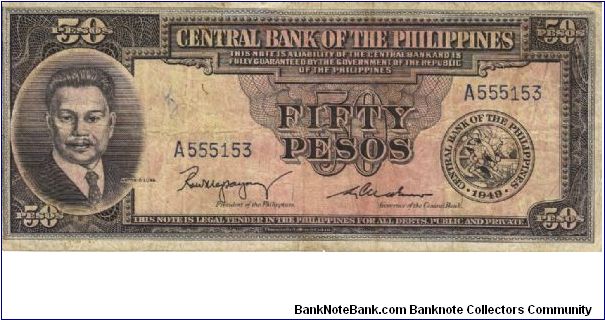 PI-138b Philippine 50 Pesos note with signature group 2. I will trade this note for notes I need. Banknote