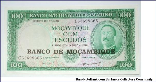 100 escudos 1960 with overprint from the 70's Banknote