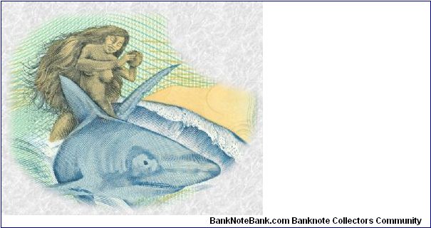 Cook Islands, famous Ina & the Shark $3 1987 Banknote