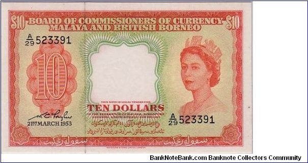 MALAYSIA-
 $10 QEII Banknote