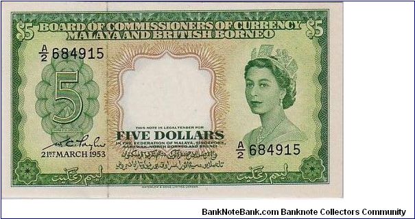 MALAYSIA-
 $5. QEII Banknote