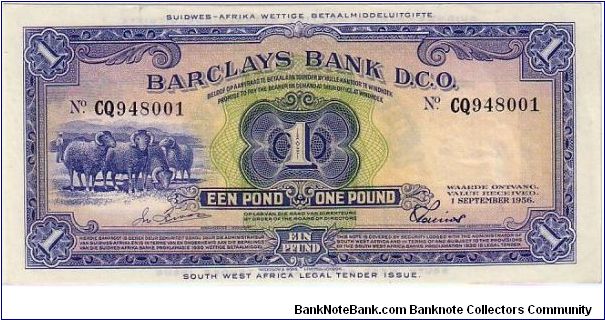 SOUTH WEST AFRICA-
 ONE POUND Banknote