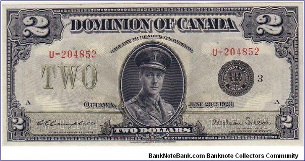 DOMINION OF CANADA-
 $2.0 KGVI Banknote