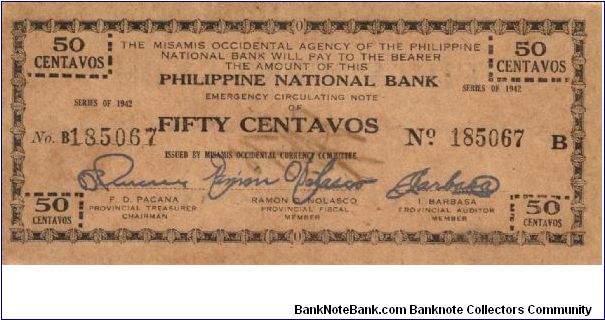 S-576b RARE Misamis Occidental 50 centavos note in series, 3 - 3. Banknote