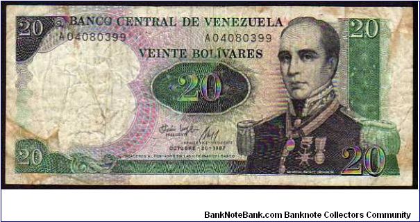 20 Bolivares
Pk 71

(20-10-1987) Banknote
