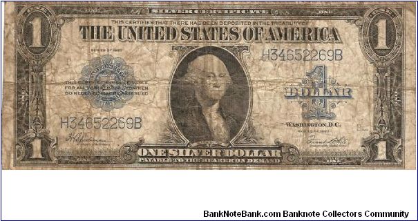 1923 $1 silver certificate. Signatures Speelman-White Banknote