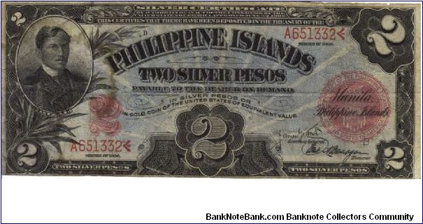 PI-32a RARE Philippine Islands 2 Peso note. Banknote
