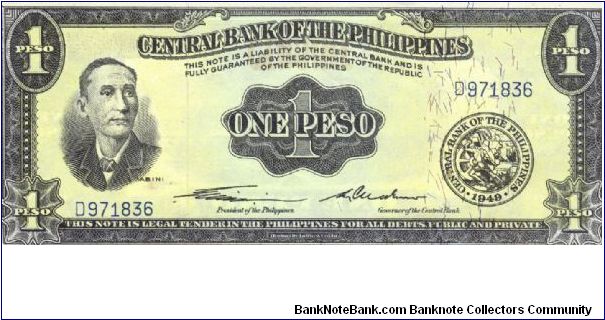 PI-133a RARE Philippine English Series 1 Peso note with GENUINE in header. Banknote