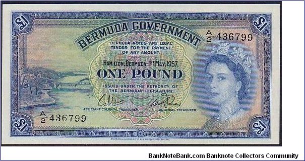 BERMUDA GOVERNMENY-
 ONE POUND Banknote