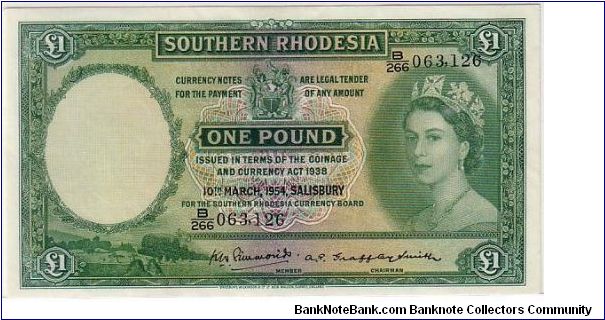 SOTHERN RHODESIA=
 ONE POUND SCARE IN ANY GRADE Banknote