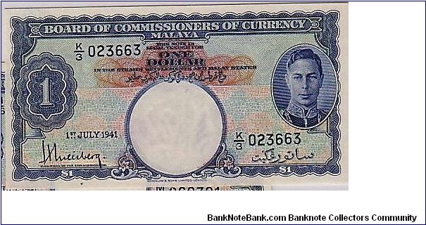 MALAYA-
$1.00 KGVI Banknote