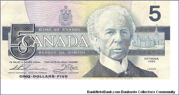 5 dollars; 1986 Banknote