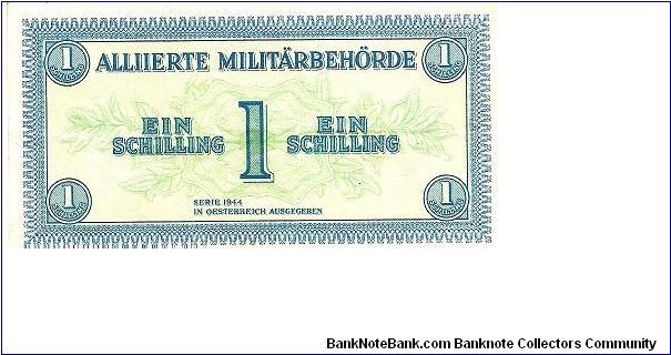 Allied military currency; 1 schilling; 1944 Banknote