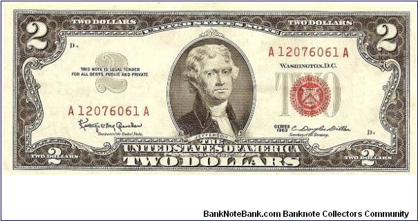 United States Note; 2 dollars; Series 1963 (Granahan/Dillon) Banknote