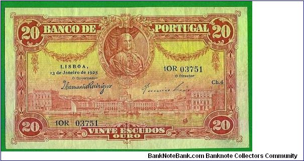 20 escudos 1925 EF
Marquês de Pombal,very rare in such condition Banknote