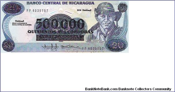 500,000 CORDOBAS

FF 4035757

P # 163 Banknote