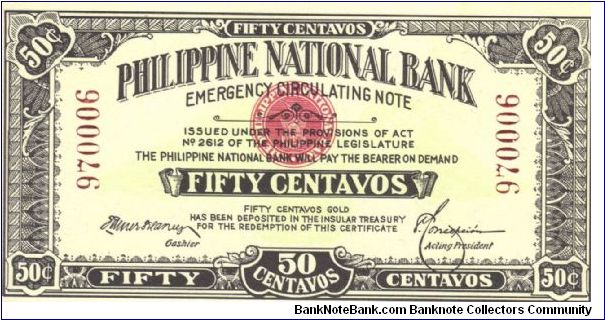 PI-41 Philippine National Bank 50 centavos note. Possible counterfeit. Banknote