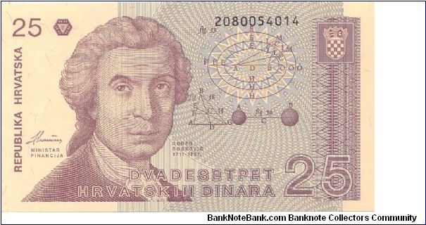 1991 REPUBLIKA HRVATSKA 25 DINARA


P19a Banknote