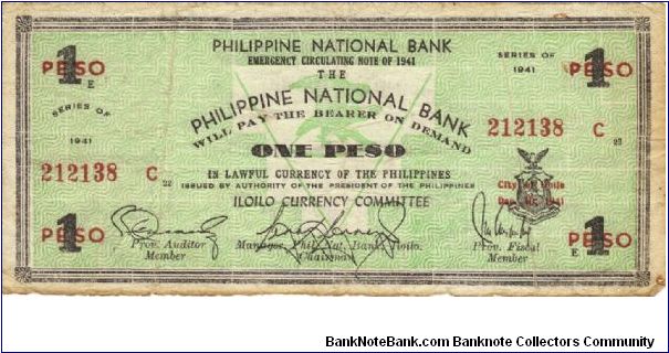 S-305 Philippine National Bank 1 Peso note. Banknote