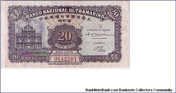 MACAU-1945-
 20 CENTS Banknote