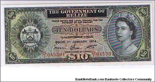 GOVERNMENT OF BELIZE- $10. Banknote