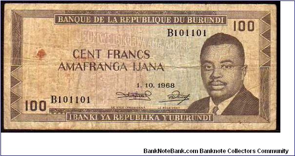 100 Francs__
Pk 23a__
01-10-1968
 Banknote