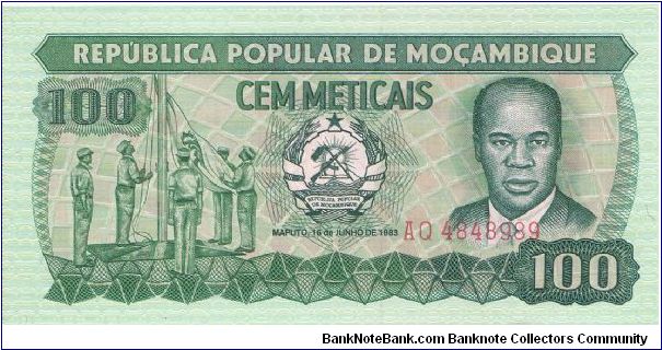 1983 REPUBLICA POPULAR DE MOCAMBIQUE 100 *CEM* METICAIS

P130 Banknote