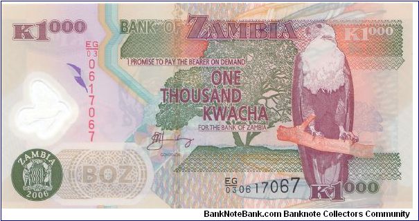 2006 BANK OF ZAMBIA 1000 KWACHA

**POLYMER NOTE**

P45e Banknote