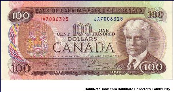 BANK OF CANADA-
 $100, Banknote