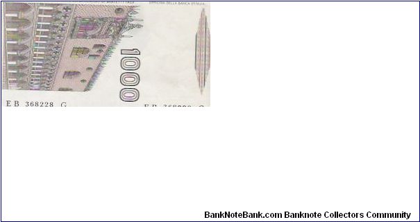 1000 LIRE

EB  368228  G

P # 109 A Banknote