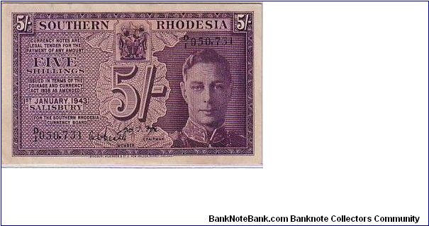 SOUTHERN RHODESIA
 5/- Banknote