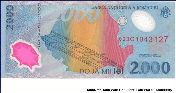 1999 BANCA NATIONALA A ROMANIEI 2000 LEI


**POLYMER NOTE**

P111 Banknote