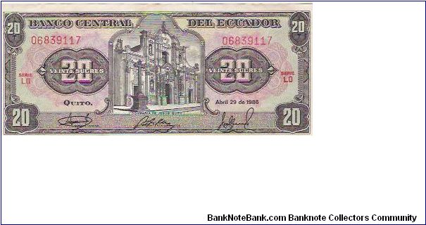 20 SUCRES

06839117

29.4.1986

P # 121A-A Banknote