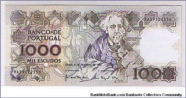 BANK OF PORTUGAL-
1000 ESCUDOS Banknote
