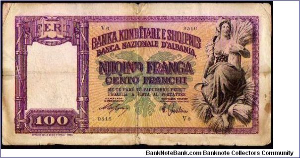 100 Franga-Franchi__

Pk 8__

WWII__
Italian Occupation
 Banknote