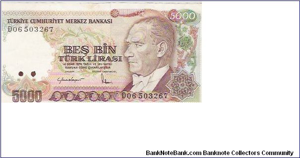 5000 LIRA

D06503267

P # 197 Banknote
