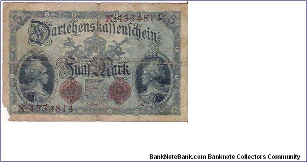 5 MARK

X-4334814

5.8.1014

P # 47 B Banknote